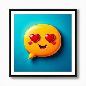 Firefly Heart Eyes Emoji, Emoji, Speech Bubble, Love, Adoration, Blue Background, Symbol, Affection, (6) Art Print