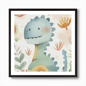 Cute Dinosaur Watercolour Style 2 Art Print