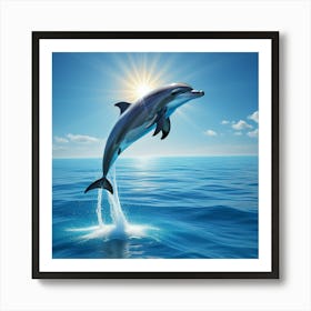 Dolphin Jumping In The Ocean Art Print