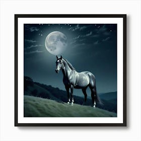 Horse In The Moonlight 23 Art Print