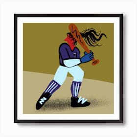 Baseball  Girl Square Art Print