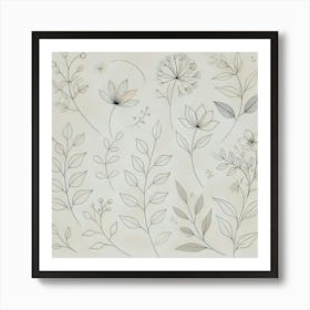 Botanical Line Art Printed Art A Minimalist And Elegant Depiction Of Botanical Elements In Line Art, Perfect For Bringing A Sophisticated Nature Inspired Touch To Any Space Printed Art 1 Art Print