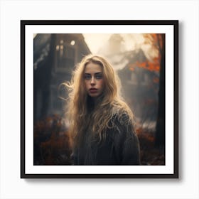 Portrait Of A Blonde Girl In A City Art Print