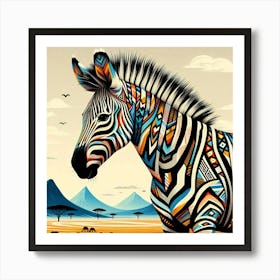 Tribal African Art zebra 2 Art Print