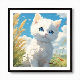 White Kitten With Blue Eyes Art Print