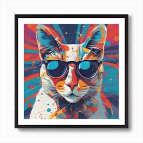 Cat, New Poster For Ray Ban Speed, In The Style Of Psychedelic Figuration, Eiko Ojala, Ian Davenport (2) Art Print