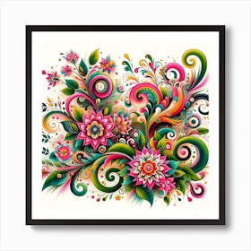 Colorful Floral Painting Art Print