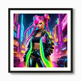 Neon Girl 5 Art Print