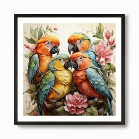 Exotic Birds Art Print 2 Art Print