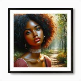 Afro Girl In The Woods47 Art Print