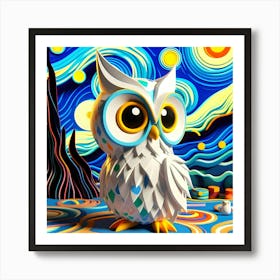 Starry Night Owl 1 Art Print