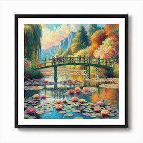 Water Lily Bridge Art Print