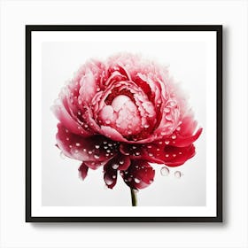 Peony With Water Droplets Art Print