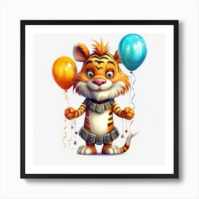 Tiger With Balloons Art Print