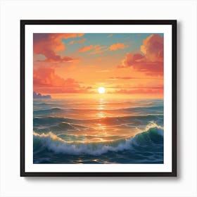 Sunset Over The Ocean Art Print