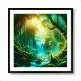 Waterfall In The Forest 22 Art Print