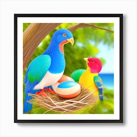 Birds In A Nest 39 Art Print