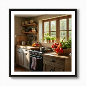 Default 3 A Modern Kitchen With Sleek Countertopsa Rustic Kitc 0 Art Print