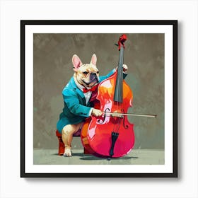 French Bulldog Playing Cello Art Print