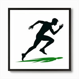 Silhouette Of A Man Running Art Print