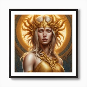 Golden Sun Goddess Art Print