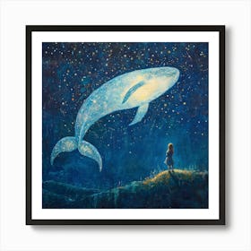 Whale In The Starry Night Sky 9 Art Print