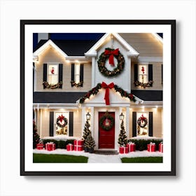 Christmas Decorations On A House Art Print