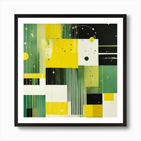 Abstract Green And Yellow Painting Art Print