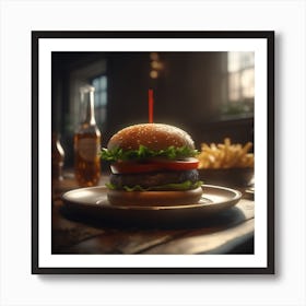 Hamburger On A Plate 124 Art Print