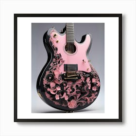 Rhapsody in Pink and Black Guitar Wall Art Collection 7 Art Print