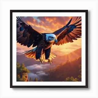 Bald Eagle Original Art Oil Painting Gold Frame 12x12 Oil on Canvas Under  Glass