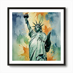 Water Colored Painting Of A Statue Of Liberty Water Color Spray 32k Resolution 3749314597 Art Print