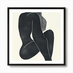 Minimalist Nude Female Figure Art Print – Abstract Monochrome Art Art Print