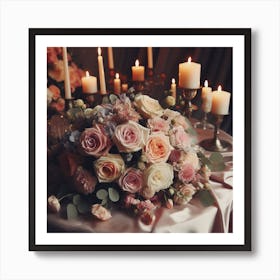 Wedding Bouquet With Candles 1 Art Print