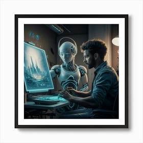 Man Working On Computer 1 Art Print