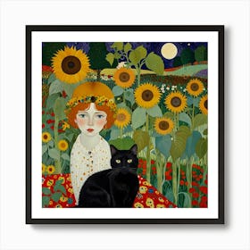 Default Gustav Klimt Style Farm Garden With Sunflowers And A B 3 Art Print