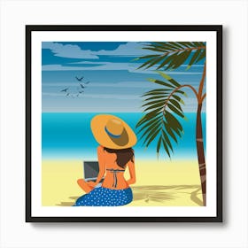Woman On The Beach 2 Art Print