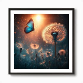 Dandelion And Butterfly Art Print