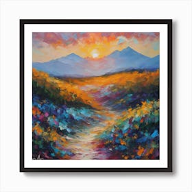 Path at Sunset In The Mountains Art Print