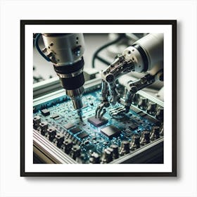 Robots Working On Electronic Circuit Board Poster