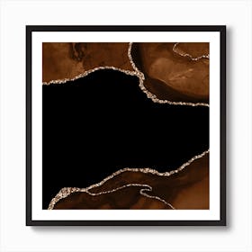 Brown & Gold Agate Texture 04 Art Print