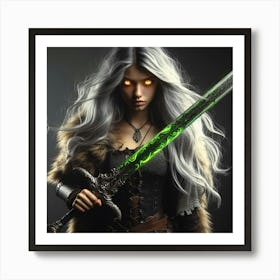 Young Woman With A Sword Art Print