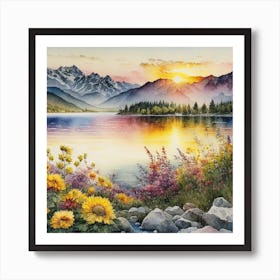 Sunset Lake Art Print