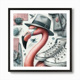 Winged Wanderer in White Sneakers: A Journey of Style and Grace Art Print