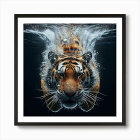 Tiger Swimming Underwater 1 Art Print