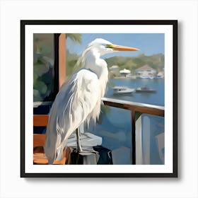 White Egret Art Print