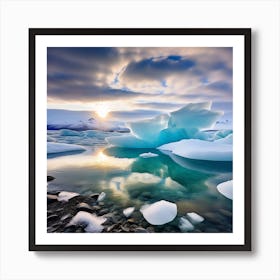 Icebergs In The Water 22 Art Print