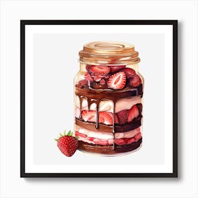 Strawberry Dessert In A Jar Art Print