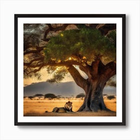 Lion Under The Tree 28 Art Print