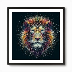 Abstract Lion String Art Concept Art Print